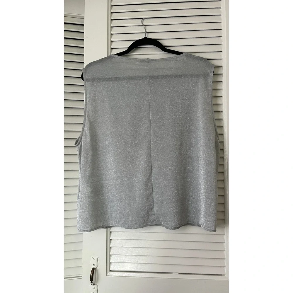 Zara Silver Sleeveless Knit Top Sz‎ L NWT Wrinkle Effect Metallic
